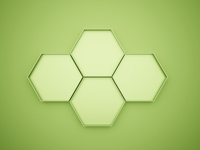 绿色抽象的六角形细胞