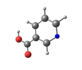 烟酸 b3 分子结构在白色背景上