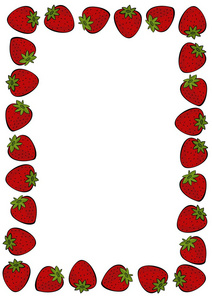 美味的成熟草莓果实框架上白色背景色彩丰富的插画孤立