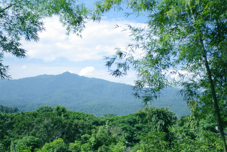 山与蓝色天空美丽背景