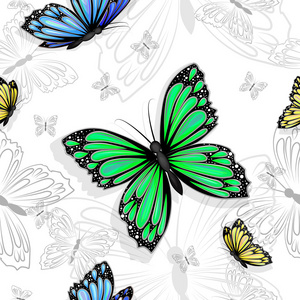 无缝模式与色彩艳丽的蝴蝶