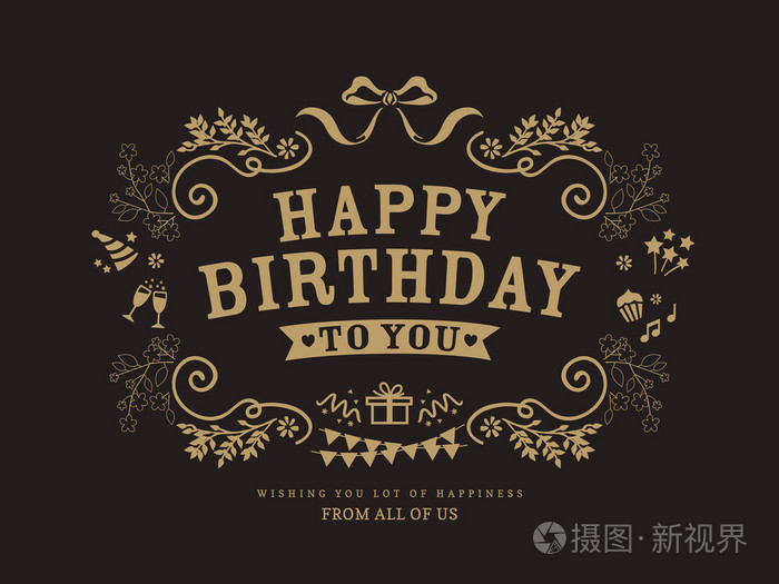 插画 生日卡片设计模板.eps