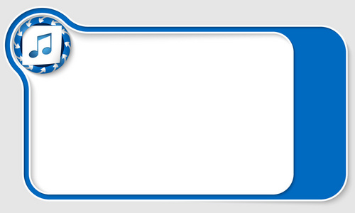 带箭头和音乐图标的文本的蓝框