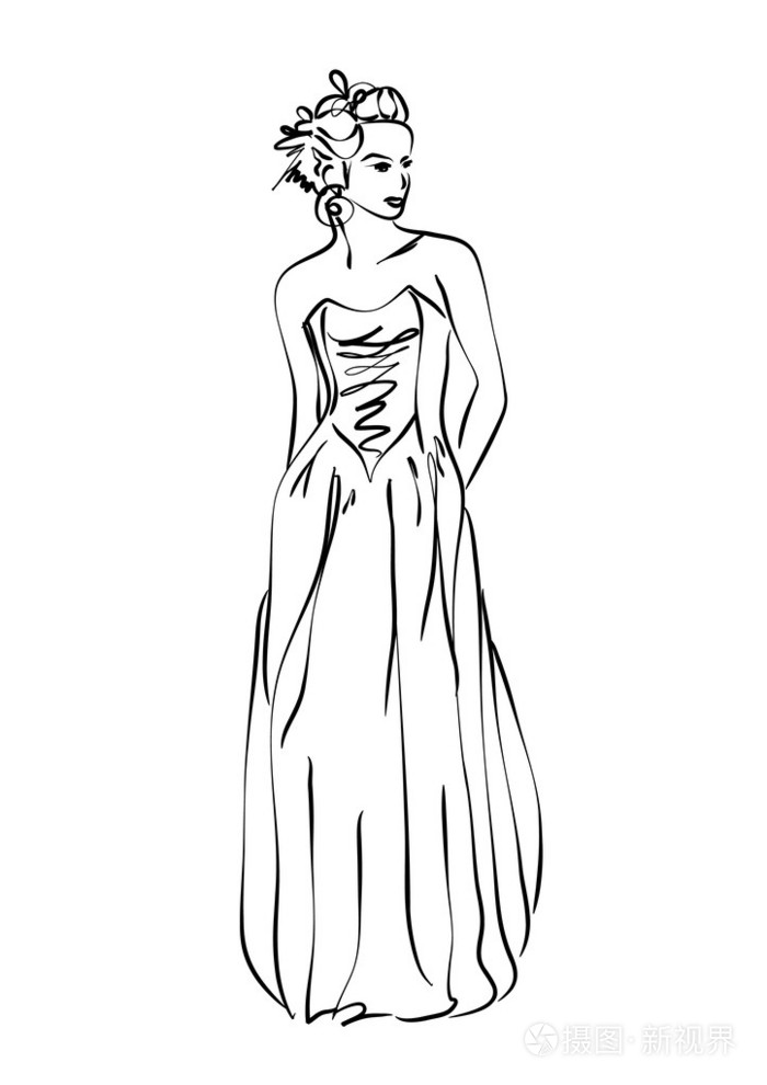 晚礼服的女人插画-正版商用图片1fo37n-摄图新视界