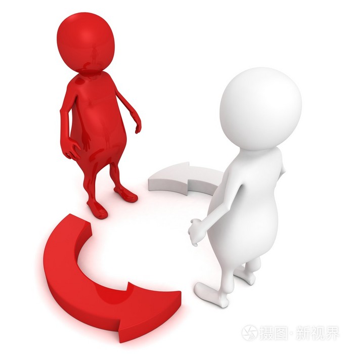 两个3d 男人与伙伴关系