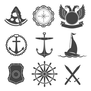 航海标签 图标和设计元素