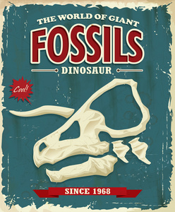 老式的恐龙化石海报设计