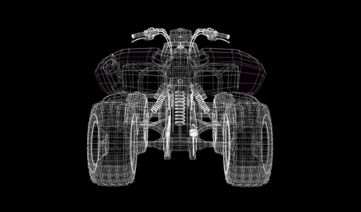 四辆自行车 摩托车 3d 模型
