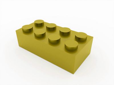 黄色玩具砖上白色孤立