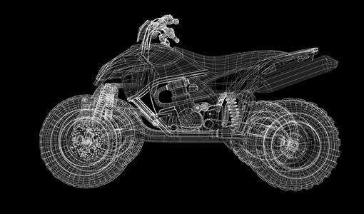 四辆自行车 摩托车 3d 模型