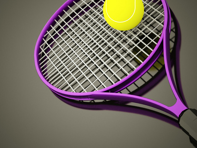 呈现紫色网球拍