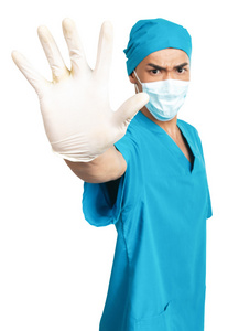 医科学生在橡胶手套图片