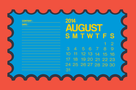 2014 日历邮票设计 8 月