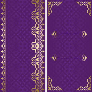 阿拉伯文装饰与金色和紫色的矢量卡