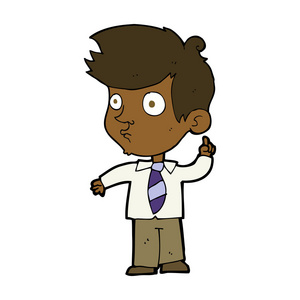 卡通男孩提问与思想泡泡侧面视图的孩子在车间里和爸爸谈话.