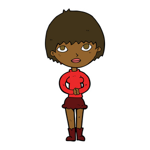 卡通女人耐心等待照片