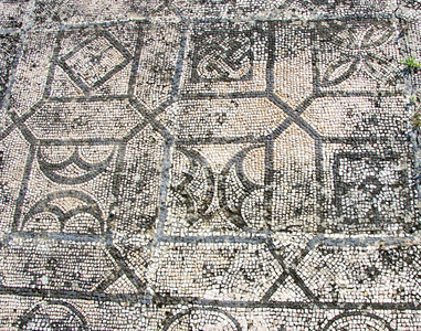 Ancient mosaic detail, roman villa of Pises