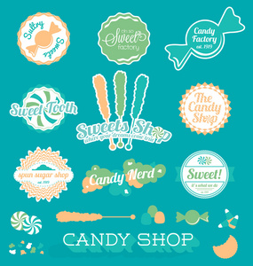 矢量集 糖果商店图标和标签