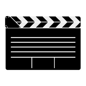 孤立的黑色和白色的 clapperboard 图标