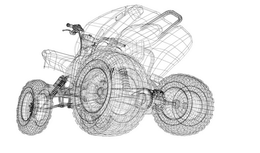 四辆自行车 摩托车 3d 模型