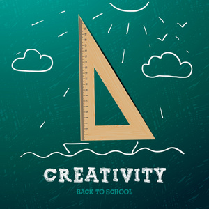 创造性学习。带三角形的帆船