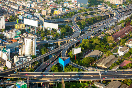 曼谷城市道路和交通，泰国的鸟瞰图