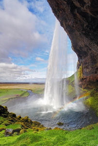 冰岛瀑布seljalandsfoss