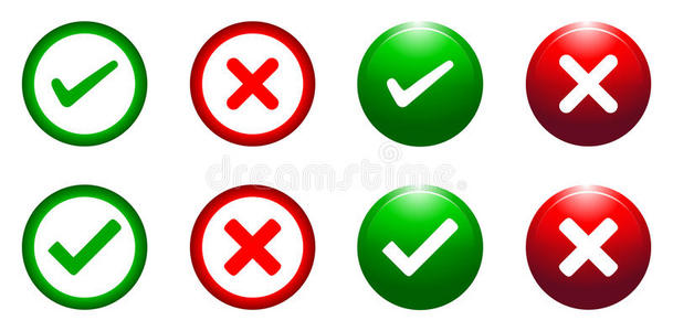 开锁勾勾选和交叉圆形web按钮照片