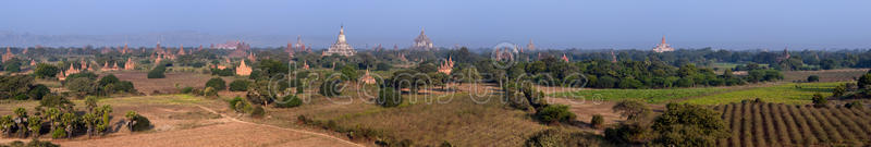 缅甸巴甘。远古佛教寺庙全景
