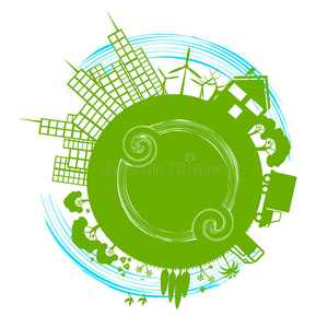 生态城市代表地球日和城市景观