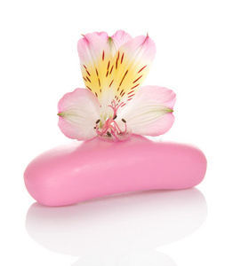 粉红色的香皂和凤仙花