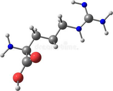 白色背景下精氨酸的分子结构