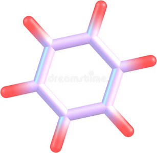 白色背景下的苯分子结构