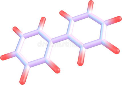 白色背景下联苯的分子结构