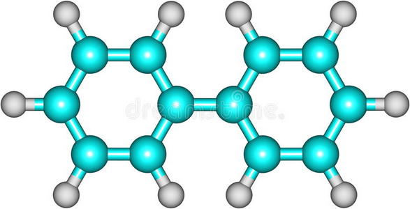 白色背景下联苯的分子结构