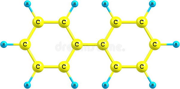 白色背景下联苯的分子结构