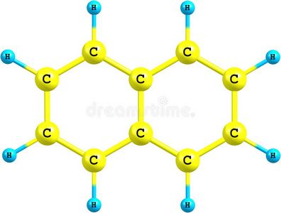 白色背景下萘的分子结构