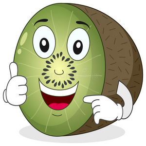 可爱的猕猴桃角色竖起大拇指照片