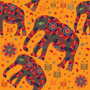 非洲无缝图案大象载体