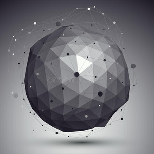 三维网格现代风格抽象背景，球形折纸未来模板与线网格。