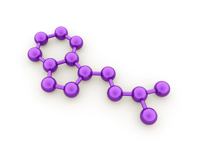 呈现白色衬底上的紫色分子概念