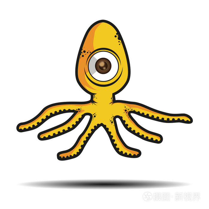 卡通章鱼怪物插画-正版商用图片1ft314-摄图新视界