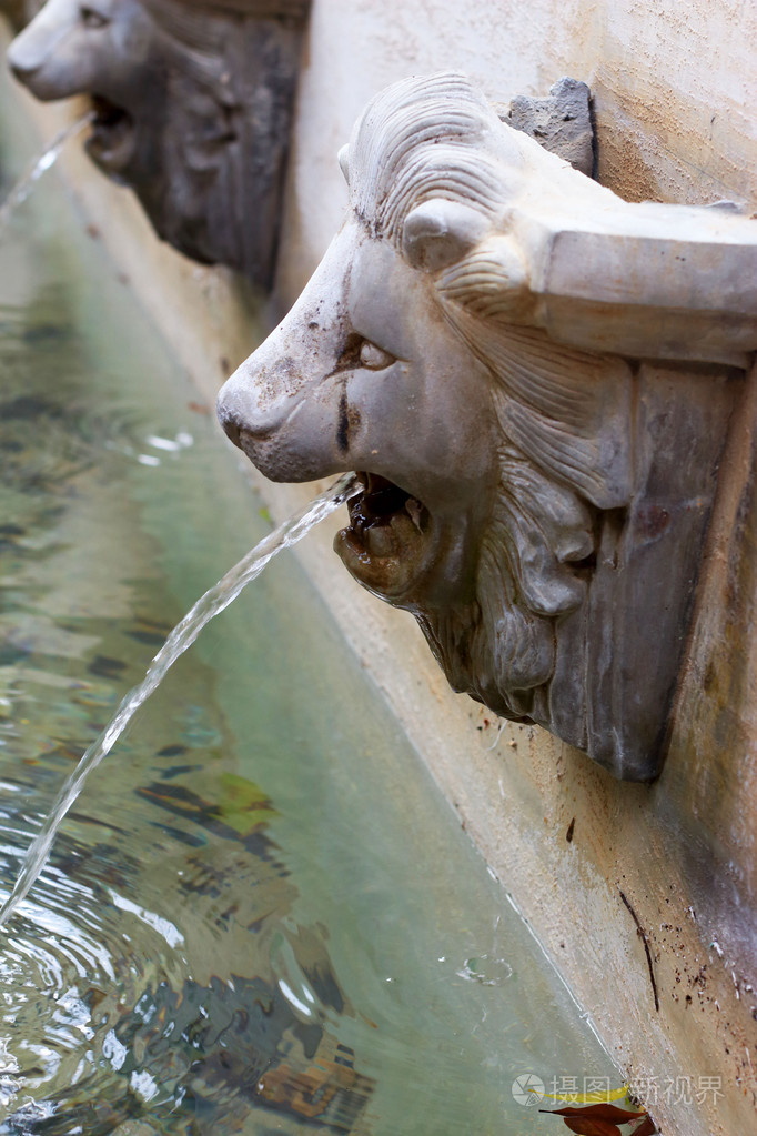 狮子雕像随地吐痰水照片-正版商用图片1ft674-摄图新视界