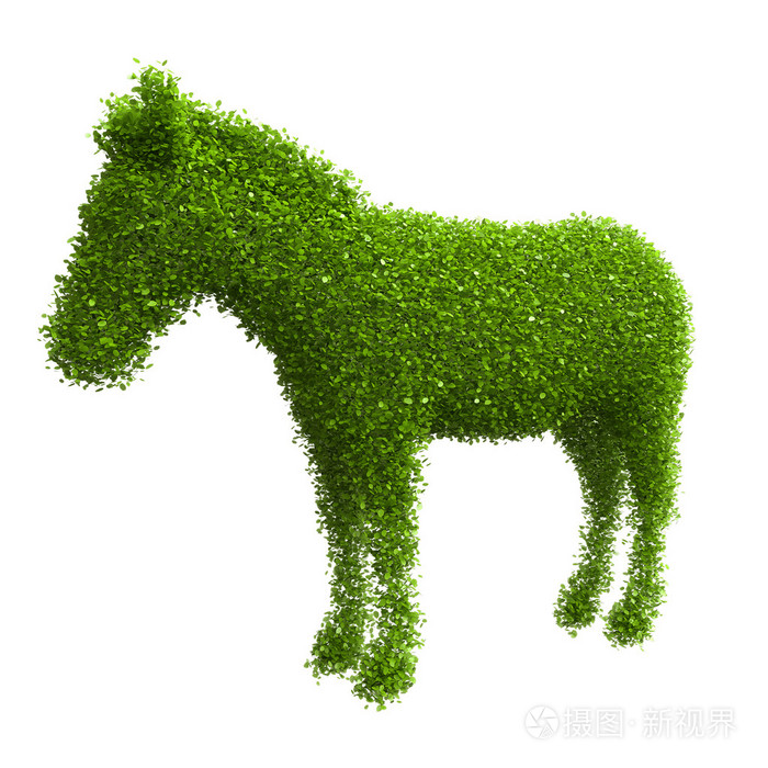 动物剪影的绿色的树叶马