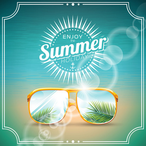 带着太阳眼镜的夏天假日主题的矢量图