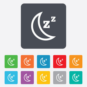 睡眠标志图标。月亮与 zzz 按钮