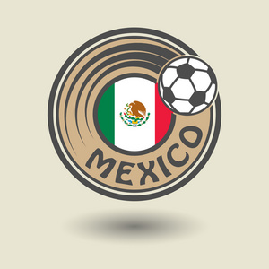 图章或标签与 word 墨西哥足球主题