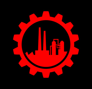 在黑色背景上的红色工业图标