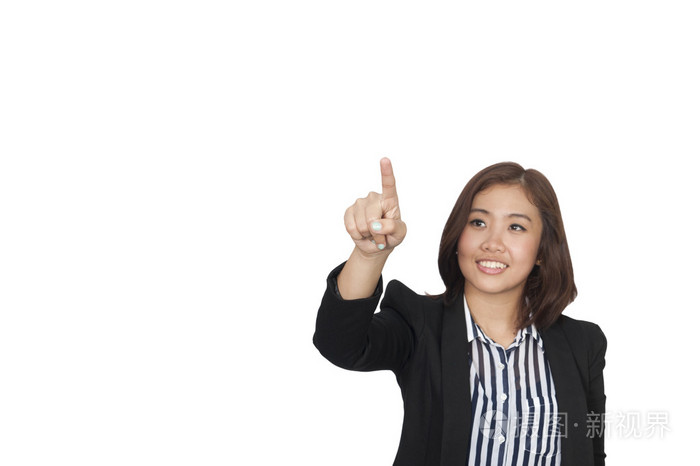 信心十足的亚洲商业女人,白色高建群的特写肖像