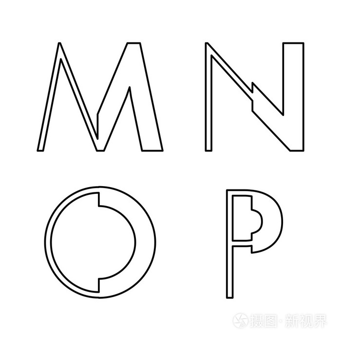 按字母顺序排列的字体m n o和p